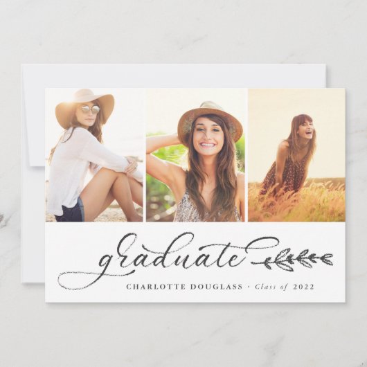 Handgeschreven script Afstuderen 3 fotocollage Aankondiging (Voorkant)