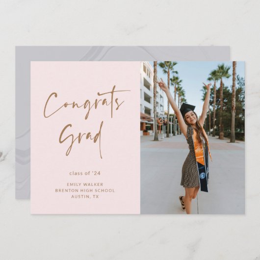 Handgeschreven Script Afstuderen Aankondiging Kaar (Voorkant / Achterkant)