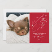 Handgeschreven script Alles is rustig huisdier fot Feestdagenkaart (Voorkant)