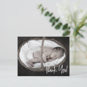Handgeschreven script Baby Boy Foto baby shower Briefkaart (Staand voorkant)
