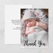 Handgeschreven Script Baby Fotoaankondiging Bedankkaart (Voorkant / Achterkant)