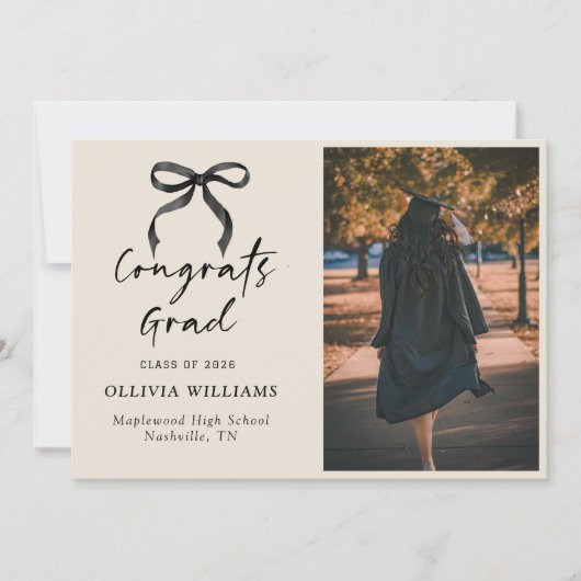 Handgeschreven script Beige Afstuderen Aankondiging (Voorkant)