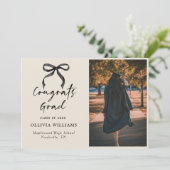 Handgeschreven script Beige Afstuderen Aankondiging (Staand voorkant)