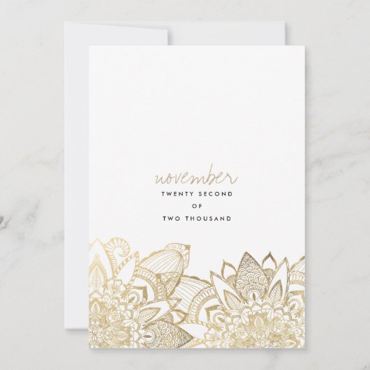 Handgeschreven script belettering gouden mandala b kaart (Achterkant)