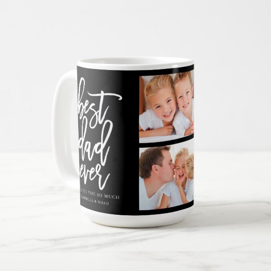 Handgeschreven script Beste vader ooit Foto Collag Koffiemok (Voorkant links)