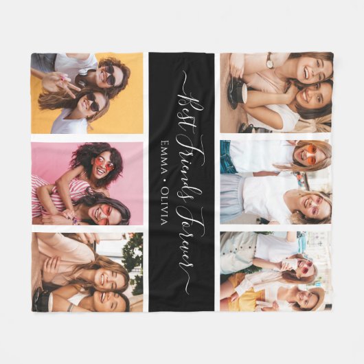 Handgeschreven Script Beste Vrienden met Namen 6-F Fleece Deken (Voorkant (Horizontaal))