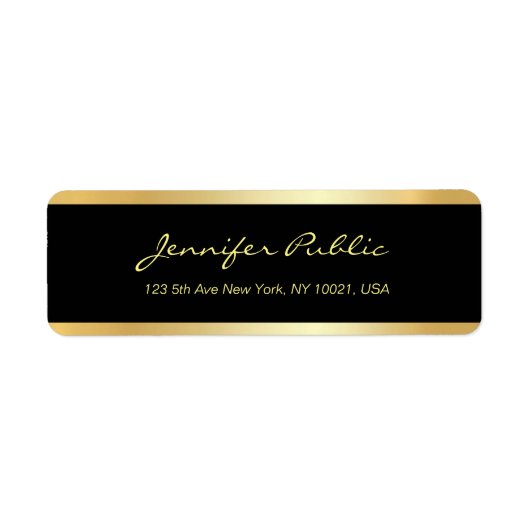 Handgeschreven Script Black en Gold Elegant Sjablo Etiket (Voorkant)