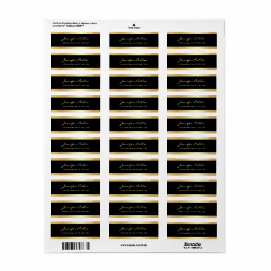 Handgeschreven Script Black en Gold Elegant Sjablo Etiket (Full Sheet)