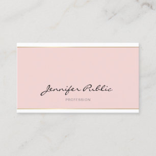 Handgeschreven script Blush Pink Gold Plain Trendy Visitekaartje