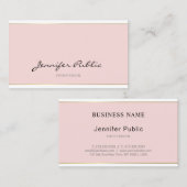 Handgeschreven script Blush Pink Gold Plain Trendy Visitekaartje (Voorkant / Achterkant)