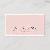 Handgeschreven script Blush Pink Gold Plain Trendy Visitekaartje (Voorkant)