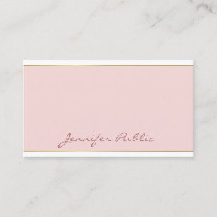 Handgeschreven Script Blush Pink Gold Sjabloon Chi Visitekaartje