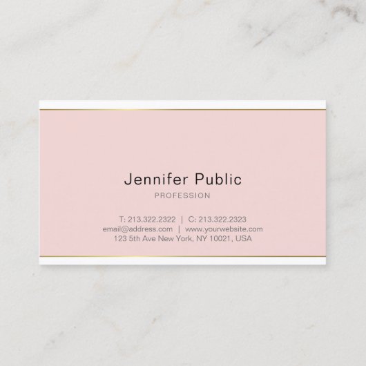 Handgeschreven script Blush Pink Gold Trendy Desig Visitekaartje (Achterkant)