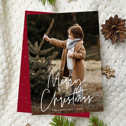 Handgeschreven script Bourgondië Prettig kerstfees Feestdagenkaart