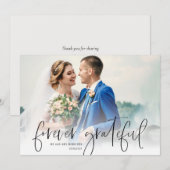handgeschreven script bruiloft bedankt fotokaart (Voorkant / Achterkant)