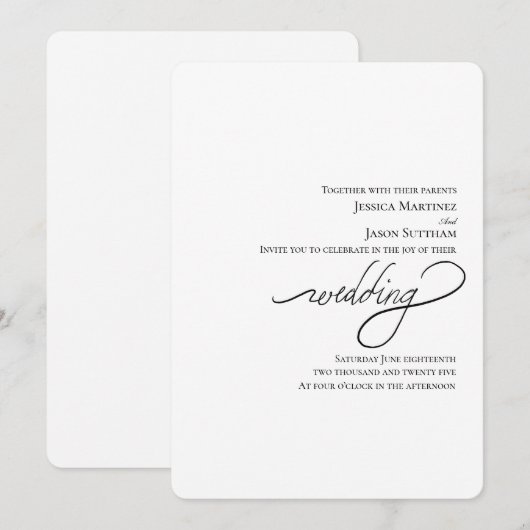 Handgeschreven Script Bruiloft Elegante Moderne Br Kaart (Voorkant / Achterkant)