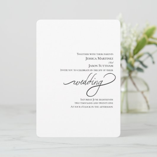 Handgeschreven Script Bruiloft Elegante Moderne Br Kaart (Staand voorkant)