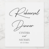 Handgeschreven script bruiloft repetitie diner wijn etiket (Enkel label)