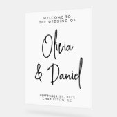 Handgeschreven script bruiloft welkom acryl bord (Hoek)