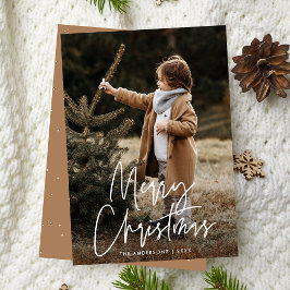 Handgeschreven Script Camel Merry Christmas Photo Feestdagenkaart