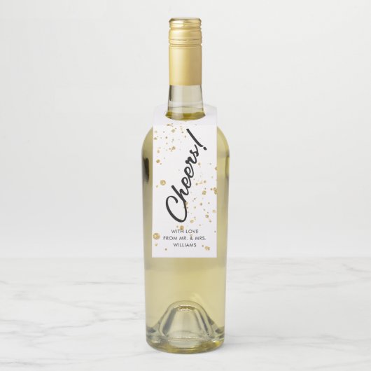 handgeschreven script | Cheers Gouden Fles Label (Op fles)