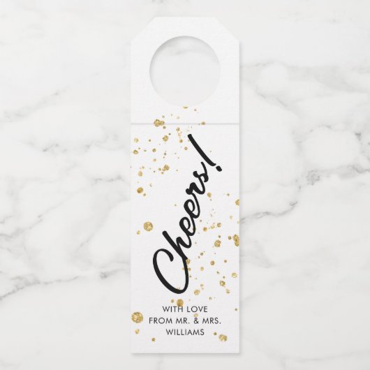 handgeschreven script | Cheers Gouden Fles Label (Voorkant)