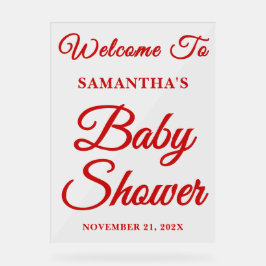 Handgeschreven script Christmas Baby shower Welkom Acryl Bord