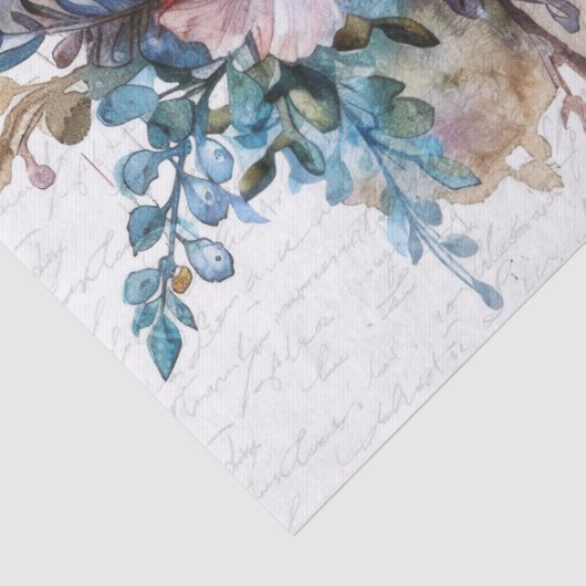 handgeschreven Script Clock Rozen Decoupage Tissuepapier (Detail)