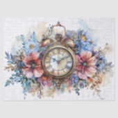 handgeschreven Script Clock Rozen Decoupage Tissuepapier (Voorkant)