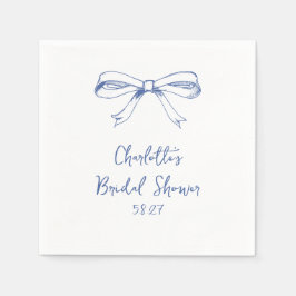Handgeschreven Script Coquette Bow Blue Vrijgezell Servet