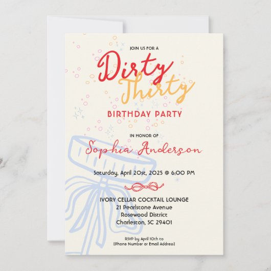 Handgeschreven script Coquette Bow verjaardagsfees Kaart (Voorkant)