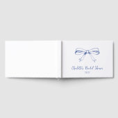 Handgeschreven Script Coquette Strik Blauw Bruidsf Gastenboek (Volledig)