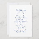 Handgeschreven Script Coquette Strik Blauw Bruidsf Kaart (Voorkant)