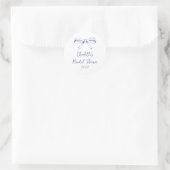Handgeschreven Script Coquette Strik Blauw Bruidsu Ronde Sticker (Tas)