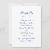 Handgeschreven Script Coquette Strik Blauwe Baby S Kaart (Voorkant)