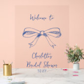 Handgeschreven Script Coquette Strik Blauwe Bruids Acryl Bord (Huwelijk)