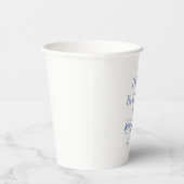 Handgeschreven Script Coquette Strik Blauwe Bruids Papieren Bekers (Rechts)
