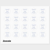 Handgeschreven Script Coquette Strik Blauwe Bruids Ronde Sticker (Vel)