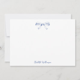 Handgeschreven Script Coquette Strik Blauwe Bruilo Bedankkaart