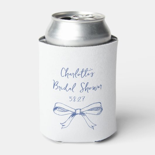 Handgeschreven Script Coquette Strik Blauwe Bruilo Blikjeskoeler (Blikje Voorkant)