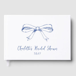 Handgeschreven Script Coquette Strik Blauwe Bruilo Gastenboek