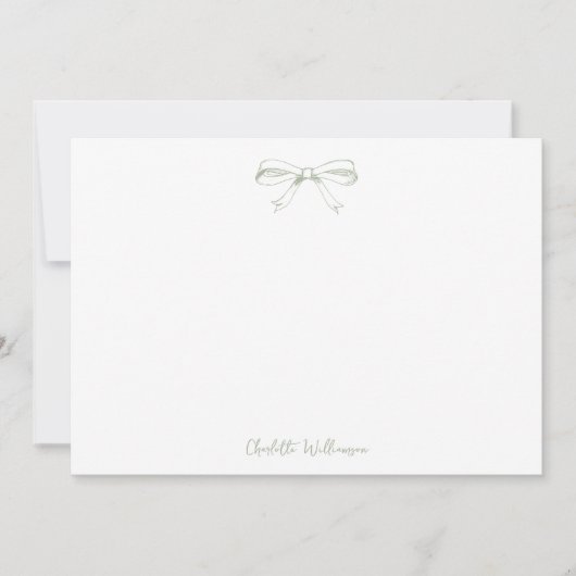 Handgeschreven Script Coquette Strik Salie Bruidsd Bedankkaart (Voorkant)