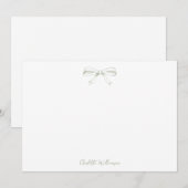Handgeschreven Script Coquette Strik Salie Bruidsd Bedankkaart (Voorkant / Achterkant)