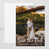 Handgeschreven Script Couple-foto Save The Date (Voorkant / Achterkant)