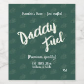 Handgeschreven script Daddy Fuel groen patroon dru Wijn Etiket (Enkel label)