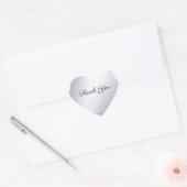 Handgeschreven Script Dank u Script Faux Silver Hart Sticker (Envelop)