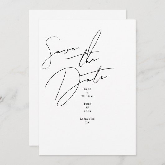 Handgeschreven script De datumkaart opslaan Kaart (Voorkant / Achterkant)