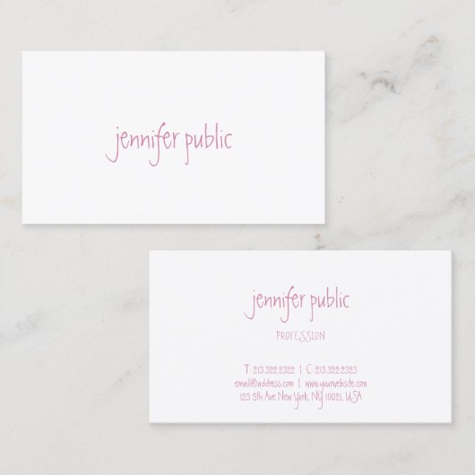 Handgeschreven script Eenvoudige moderne elegante  Visitekaartje (Voorkant / Achterkant)
