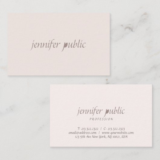 Handgeschreven Script Eenvoudige Sjabloon Modern E Visitekaartje (Voorkant / Achterkant)