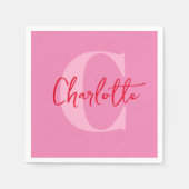 Handgeschreven script Eigenzinnige Whimsy Monogram Servet (Voorkant)